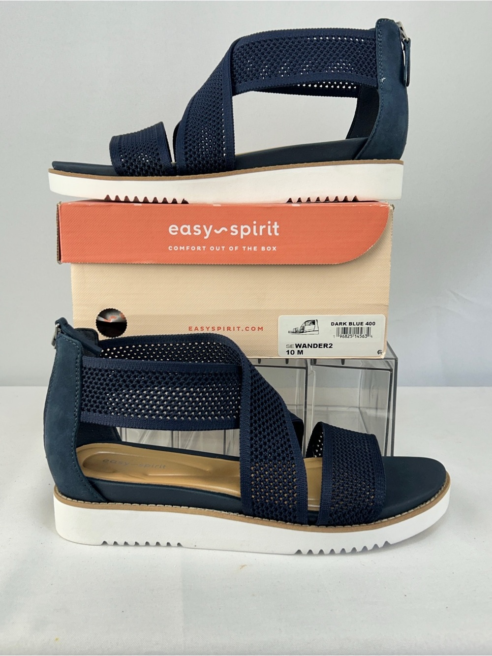 Easy Spirit Navy Stretch Platform Sandal